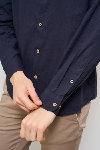 Camicia uomo alla coreana blu - 3