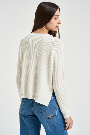 Maglia donna con spacchi panna - 4