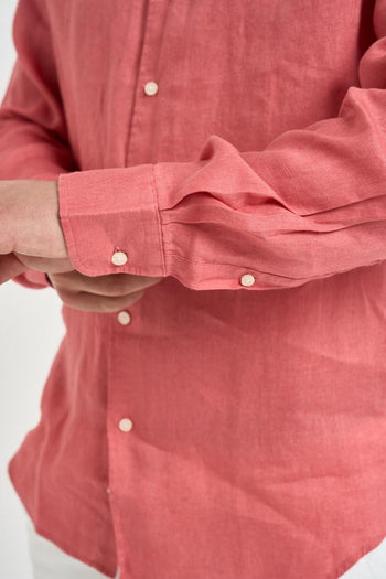 Camicia uomo in lino corallo - 3