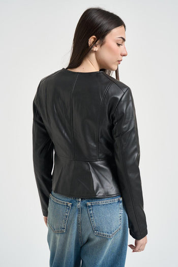 Giacca donna in ecopelle nera - 3