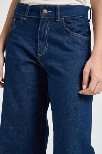 Jeans donna wide leg in denim scuro - 4