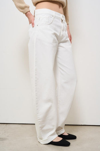 Jeans donna regular in denim bianco - 6
