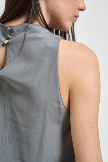 Blusa donna smanicata grigia - 5
