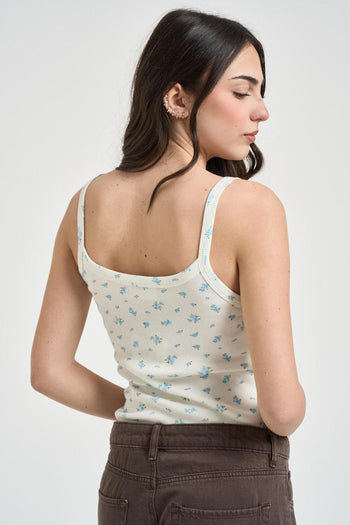 Top donna stampa floreale celeste - 3