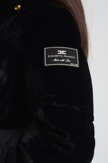 Giubbotto donna corto in velluto nero - 5