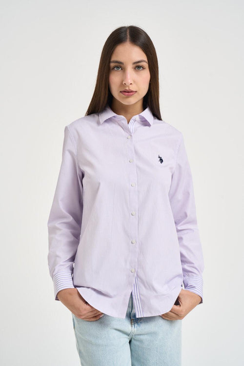 Camicia donna a righe lilla