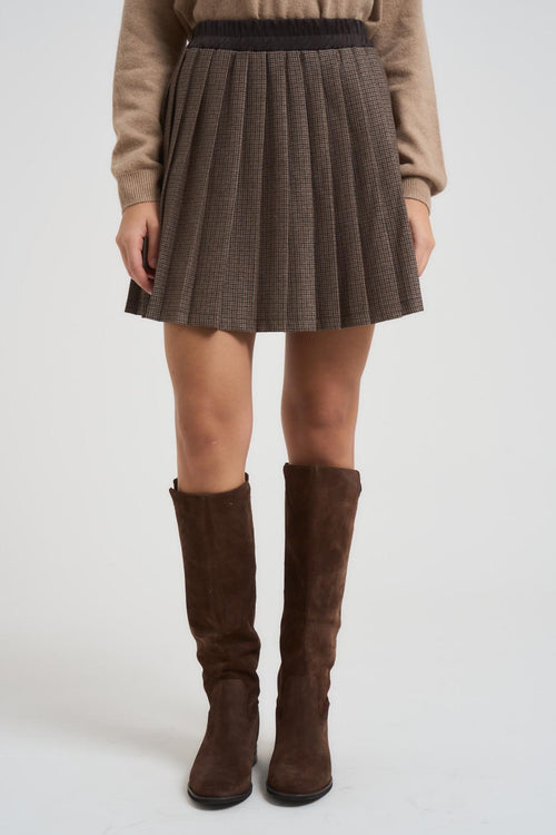 Minigonna donna a pieghe cammello - 2