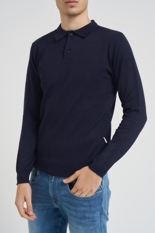 Polo uomo in maglia blu