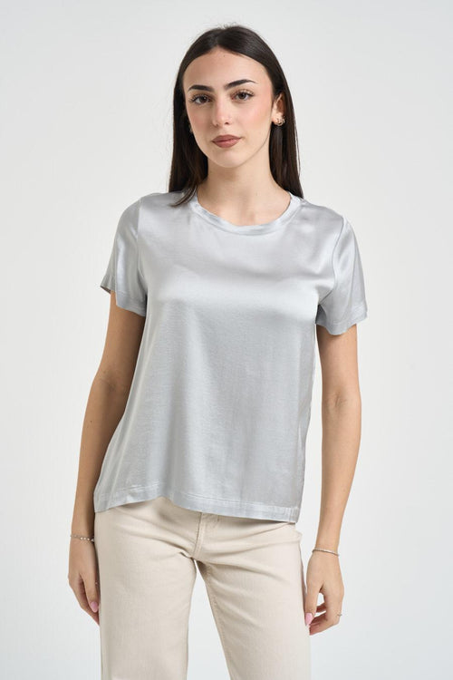 Blusa donna satinata argento