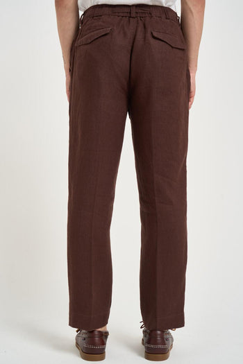Pantalone uomo in lino marrone - 3