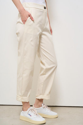 Pantalone donna regular panna - 5