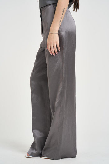 Pantalone donna satinato grigio - 3