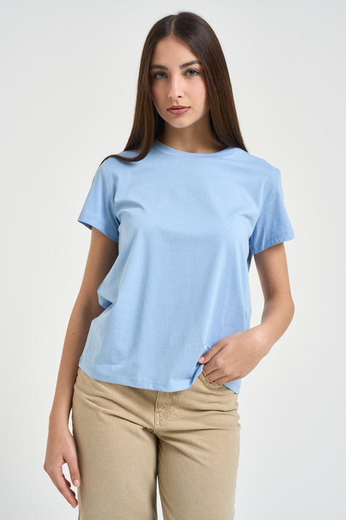 T-shirt donna girocollo celeste
