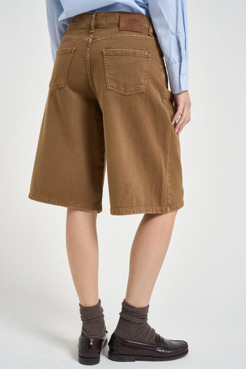 Bermuda donna in denim marrone - 5