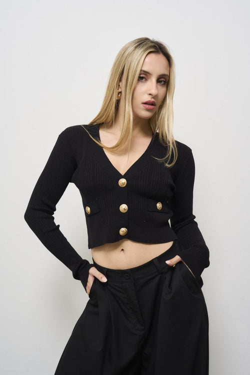 Women's Cropped Cardigan Black - 1