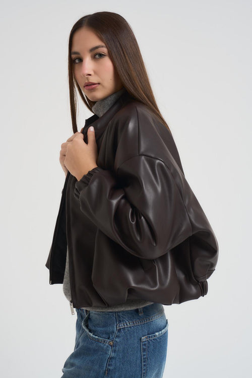 Bomber donna in ecopelle moro - 2