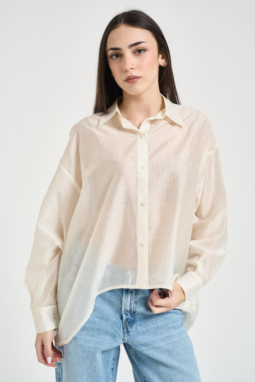 Camicia donna semi-trasparente avorio