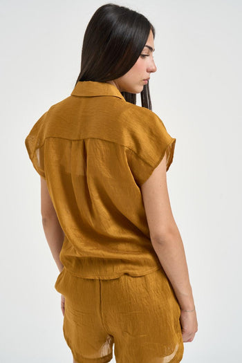 Camicia donna fluida ocra - 4
