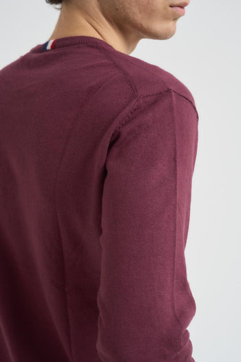 Maglia uomo girocollo cotone e cashmere bordeaux - 5
