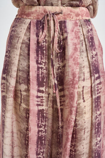 Pantalone donna gamba larga fantasia rosa - 5