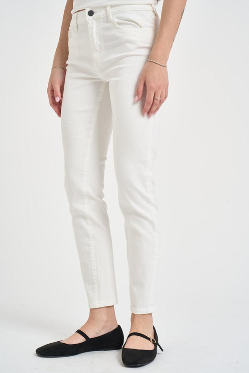 Jeans donna slim fit in denim bianco - 2