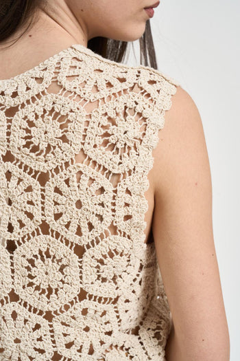 Gilet donna crochet ecru - 4