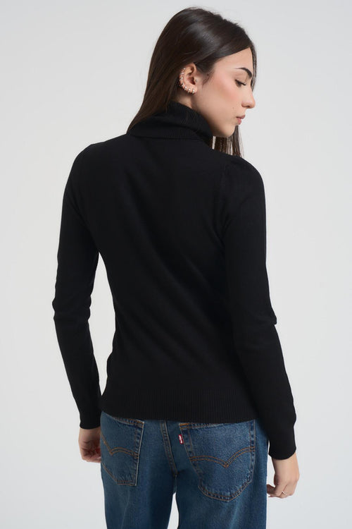 Maglia donna collo alto nera - 2