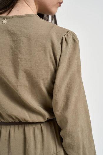 Abito donna con balze verde militare - 4