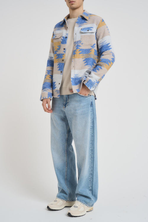 Camicia uomo in flanella con fantasia azteca