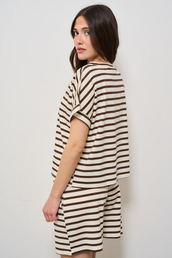 Completo donna a righe marrone - 4