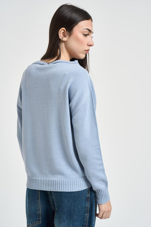 Maglia donna scollo a barca celeste - 2
