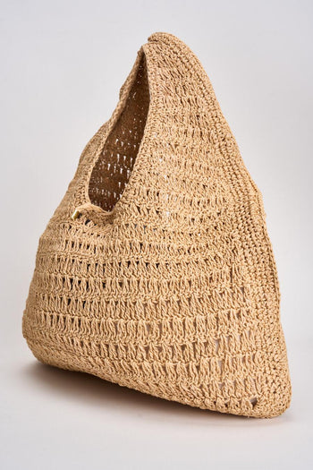 Borsa donna in rafia beige - 4