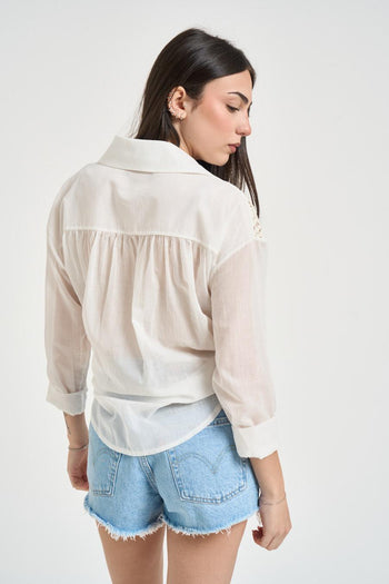 Camicia donna con ricami panna - 3