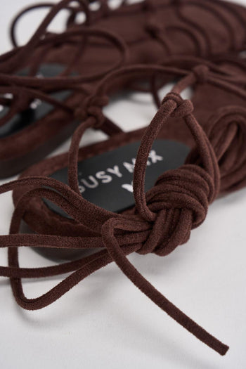 Sandalo donna marrone effetto suede - 7