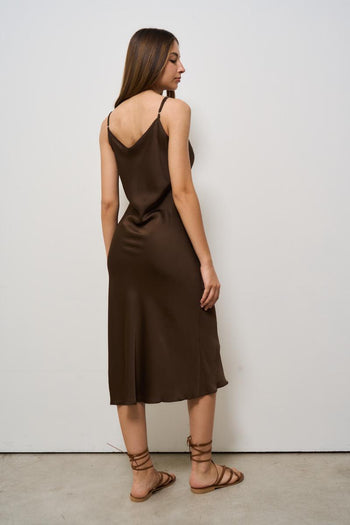 Abito donna midi marrone<BR/> - 3
