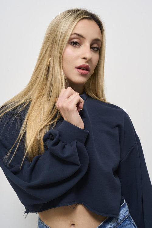 Women's cropped sweatshirt blue - 2