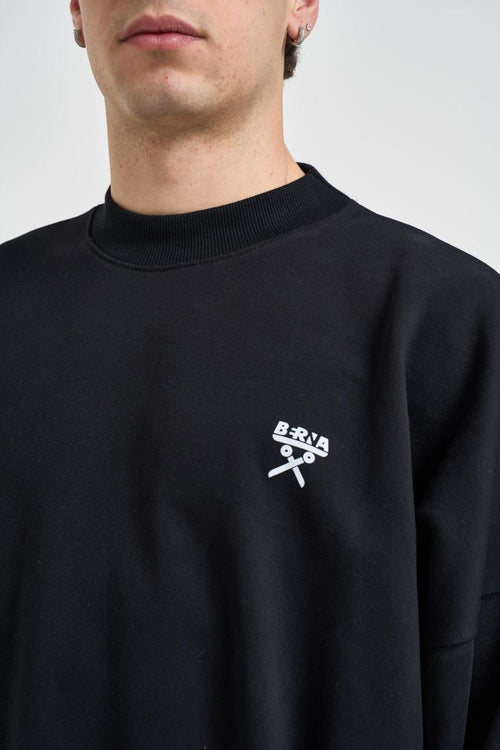 Felpa uomo girocollo nera<BR/> - 2