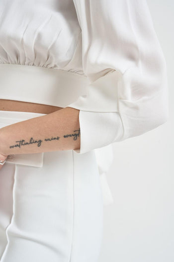 Camicia donna cropped bianco - 6