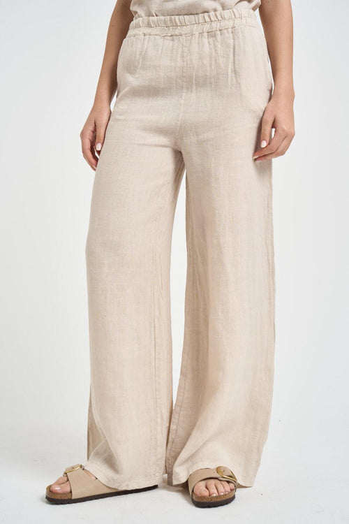 Pantalone donna in lino sabbia