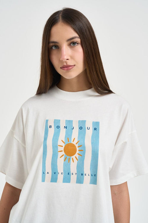 T-shirt donna fantasia bianca - 2