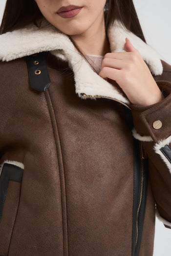 Ecomontone donna corto marrone - 3