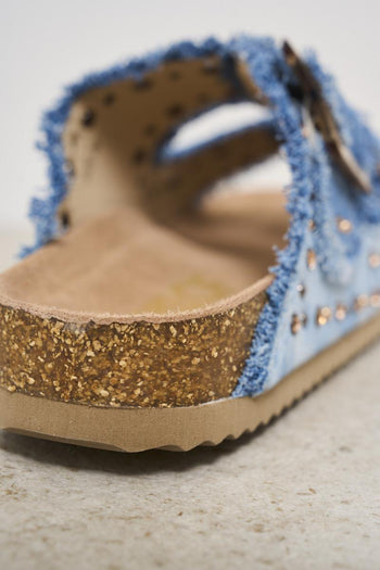 Sandali donna in denim con strass e borchie - 6