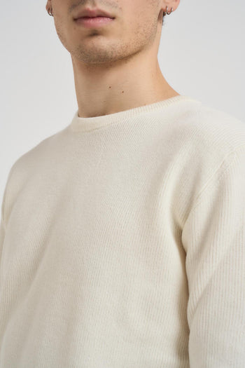 Maglia uomo girocollo a coste panna - 3