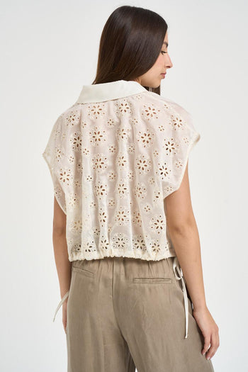 Camicia donna cropped panna - 3
