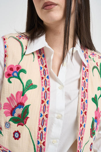Gilet donna floreale corto - 3