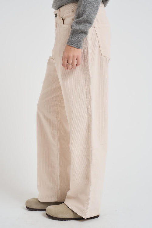 Pantalone donna a costine panna - 2