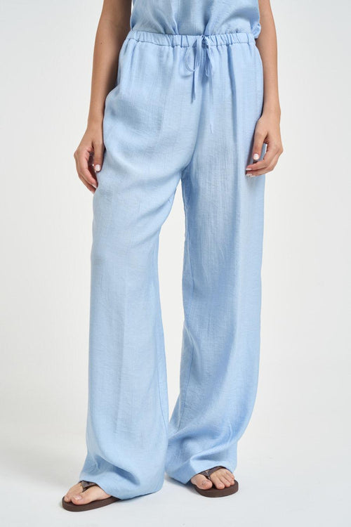 Pantalone donna gamba dritta celeste - 1