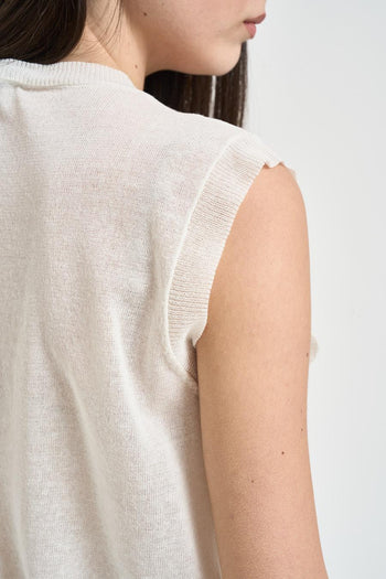 Canotta donna in maglia avorio - 4