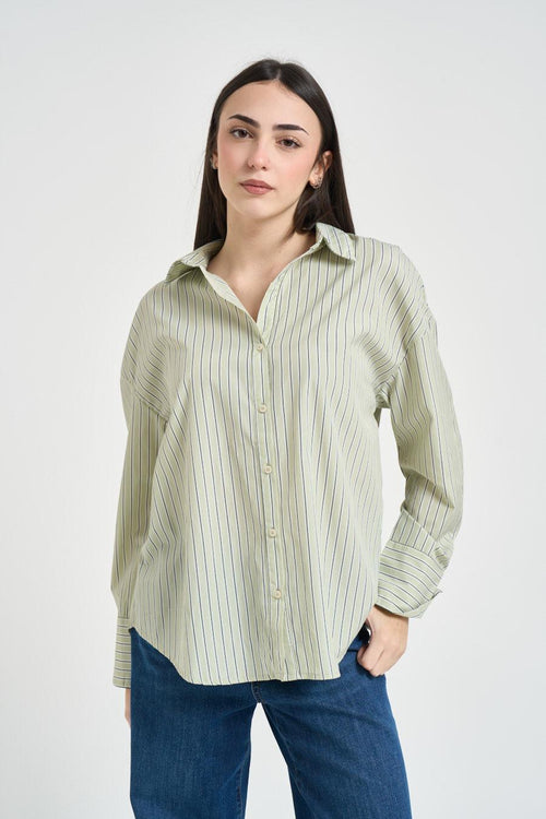 Camicia donna a righe verde
