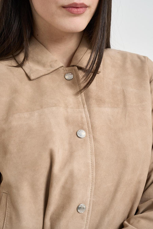 Giubbotto donna con colletto sabbia - 2